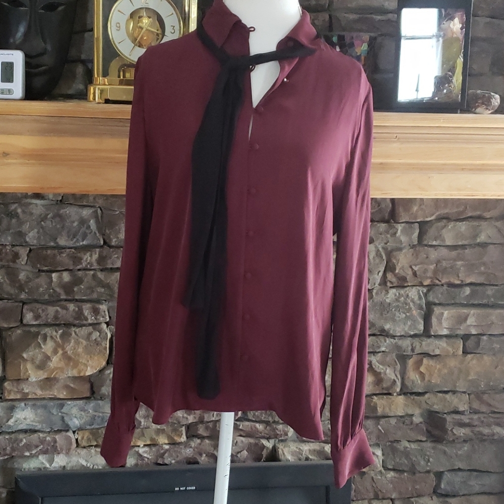 SALE⚡️FRAME SILK WINE TIE TOP SZ L